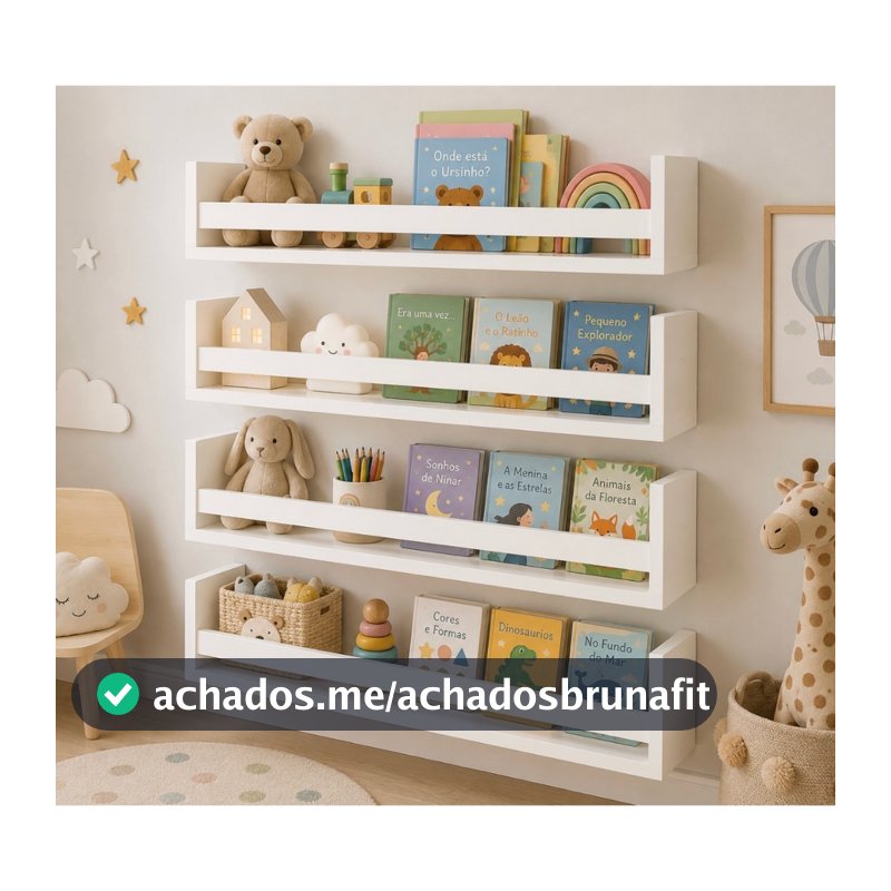 Nicho Prateleira Livros Infantil Montessori MDF 15mm 60cm Já Montada Nicho Parede Decorativa Organizador Quarto Bebê