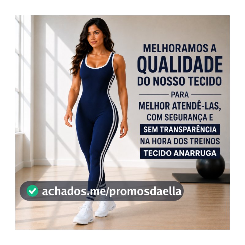 Macacão Fitness Longo Canelado Anarruga com Compressão Estruturada Alta Respirabilidade