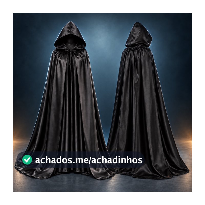 Capa De Halloween 180cm c/ Capuz Cetim Adulto Luxo Bruxa Vampiro Drácula