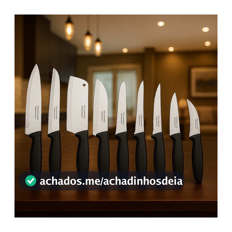 Jogo De Facas 9 Peças Plenus Sortidos Laminas de Aço Inox