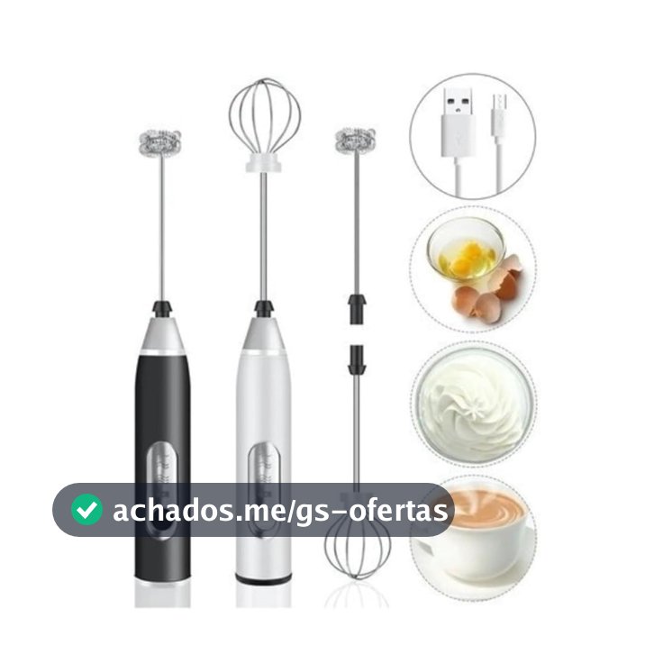Batedor Misturador Mixer Elétrico portátil Recarregável Para Bebi Leite Café Ovo 2 em 1