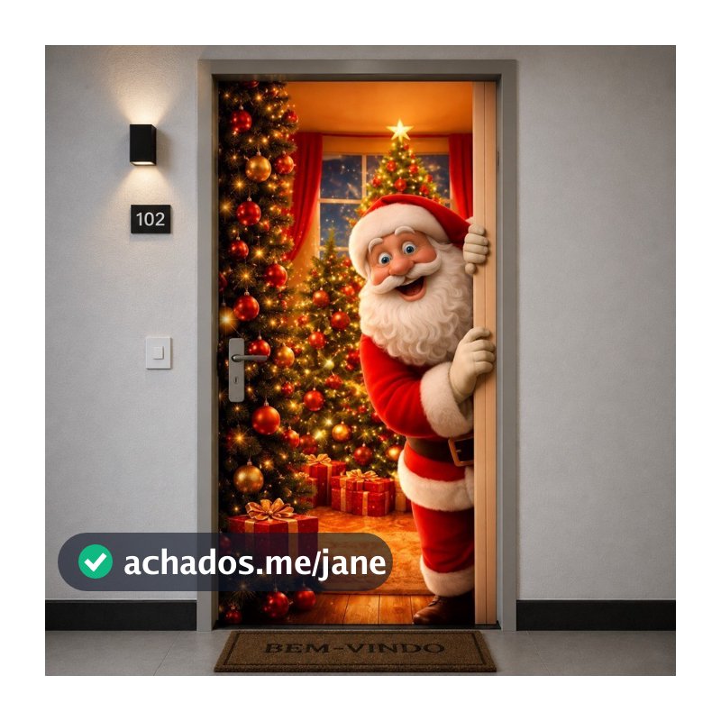 Capa para Porta Papai Noel | Decoração de Natal | Tecido Premium | 85x210cm | Vários Modelos
