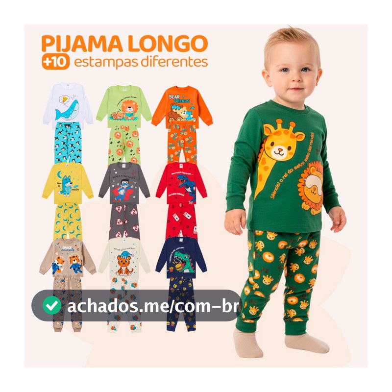 Kit Sortido 4 Peças Pijama Manga Longa Bebê Menino (2 Camisas + 2 Calças) Kit com 2 Pijamas de Roupa Infantil