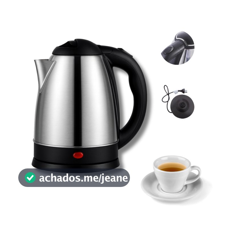 Chaleira Elétrica 2L Inox 1500W – Fervura Rápida / Base 360° | Café Chá Água Quente