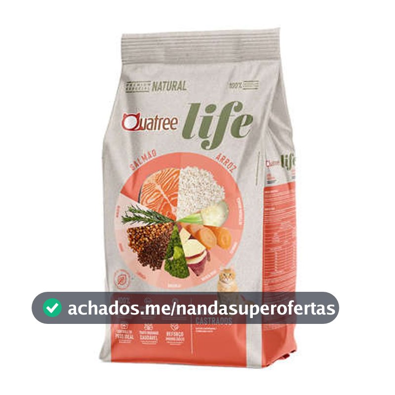 Ração Life Gatos Castrados Salmão e Arroz Quatree 10.1kg