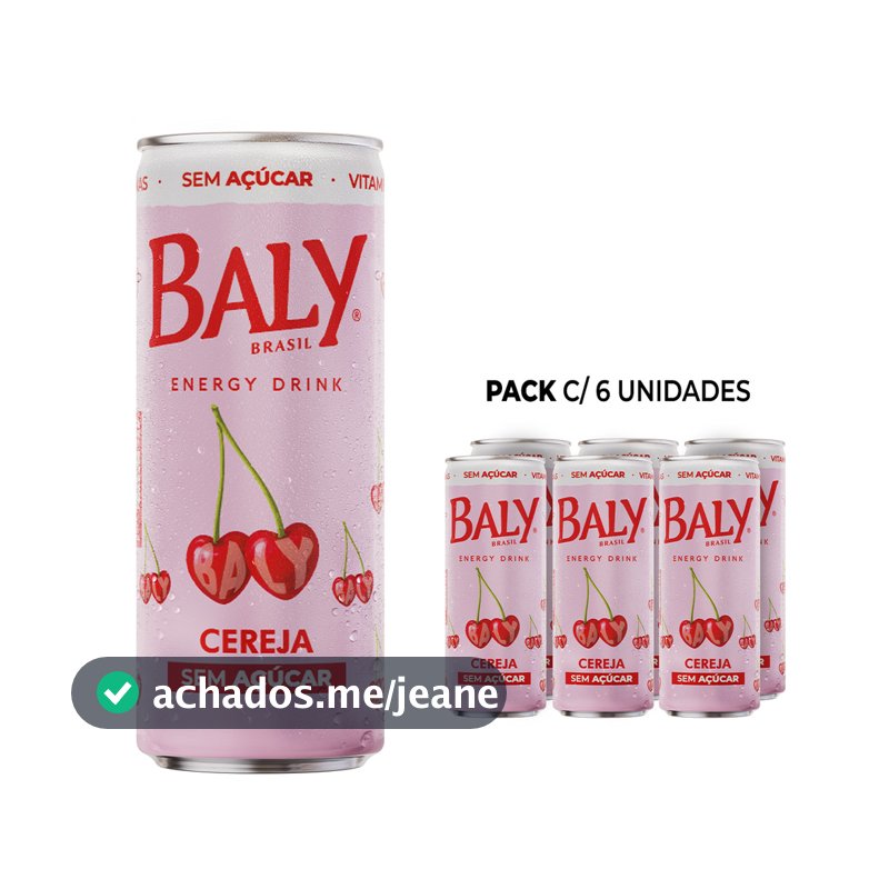 Energético Baly Cereja Sem Açúcar 250ml x 6 UN
