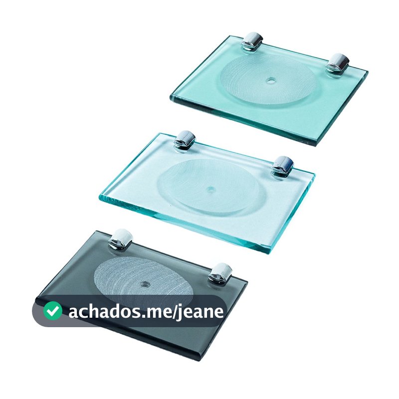 Saboneteira de vidro reto 10x15cm com furo acessórios para banheiro