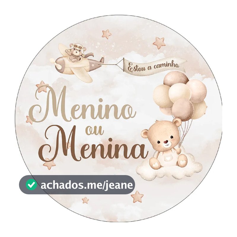 Painel Redondo Chá De Bebé Tema Cha Revelação Mini 50x50cm