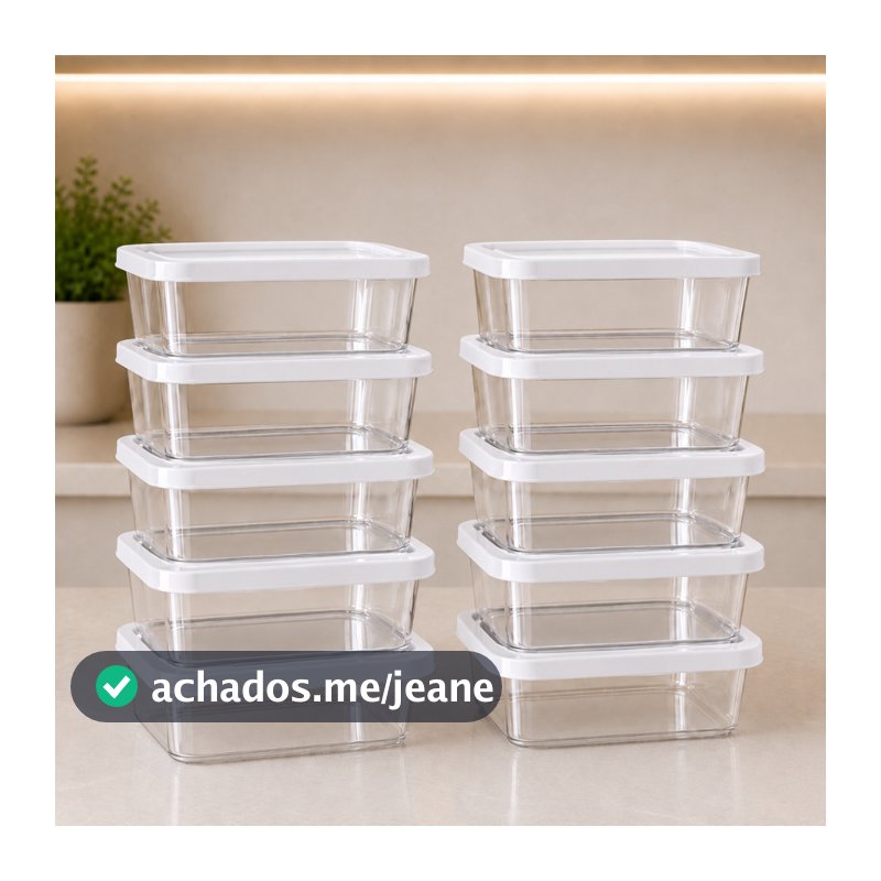 Kit 10 Marmitas Fitness 500ml Transparente BPA Free Microondas Frezeer Organizador Direto Da Fabrica