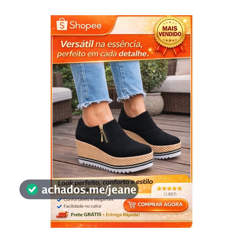 Tênis Feminino Ziper Plataforma