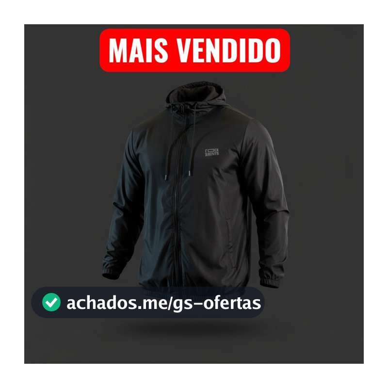 Corta Vento Masculina Impermeável Semi Forrada PRETO Rock Saints
