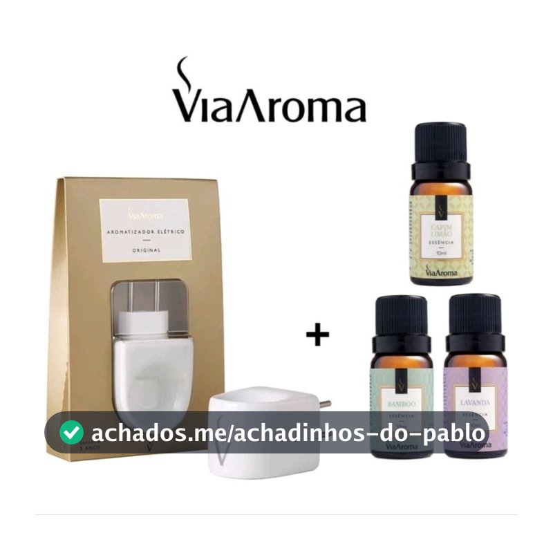 Kit Difusor Aromatizador De Ambiente  Elétrico em  Porcelana Original Bivolt - Essencia Via Aroma