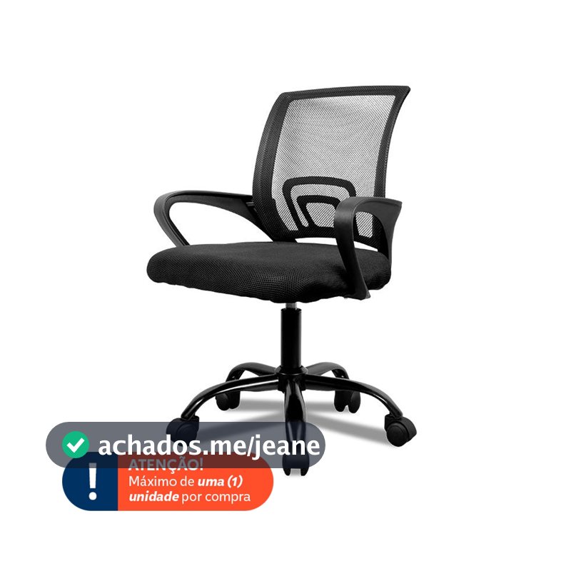 Cadeira de Escritorio Zinnia Hera L, Assento Estofado, Base Giratória,  Preto, ZNO-HRAL-BK02