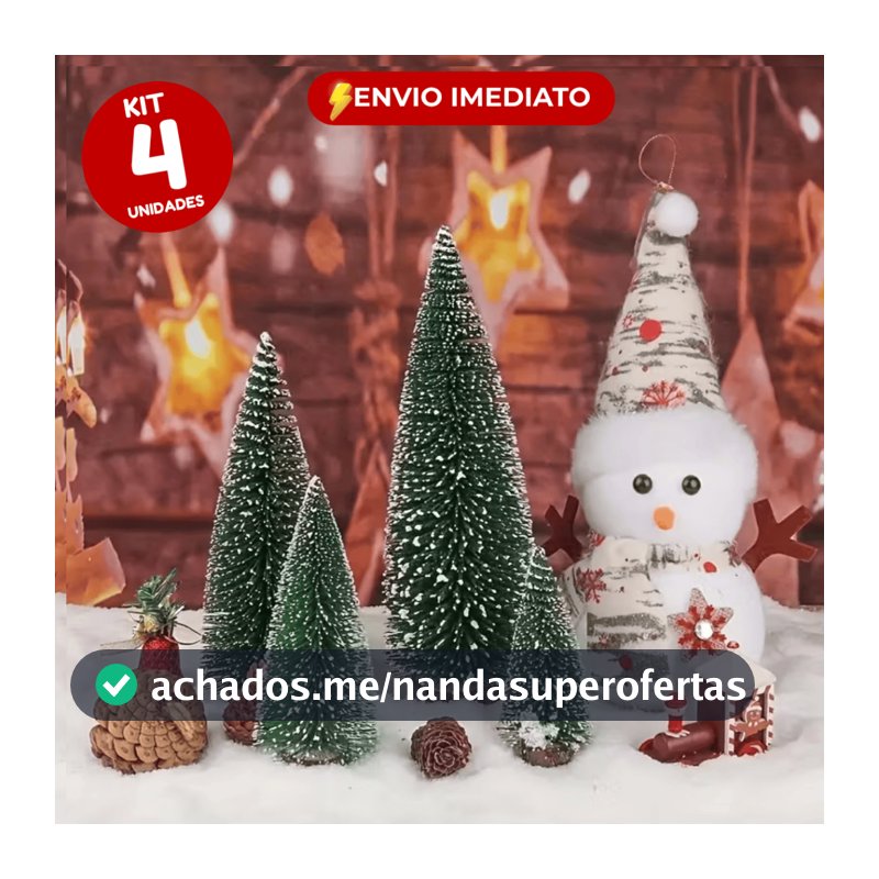 Kit 4 Mini Árvores de Natal Pinheiro Decorativo Enfeite Natalino para Mesa Presépio