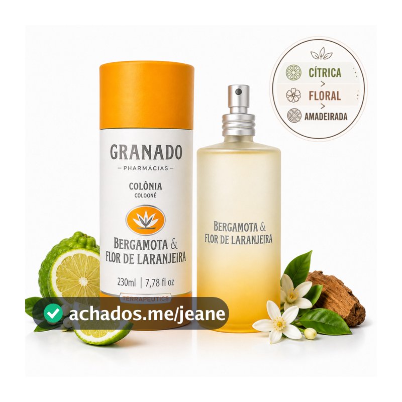 Colônia Granado Bergamota Flor de Laranjeira 230ml Terrapeutics Perfume Cítrico Floral Amadeirado Unissex Fragrância