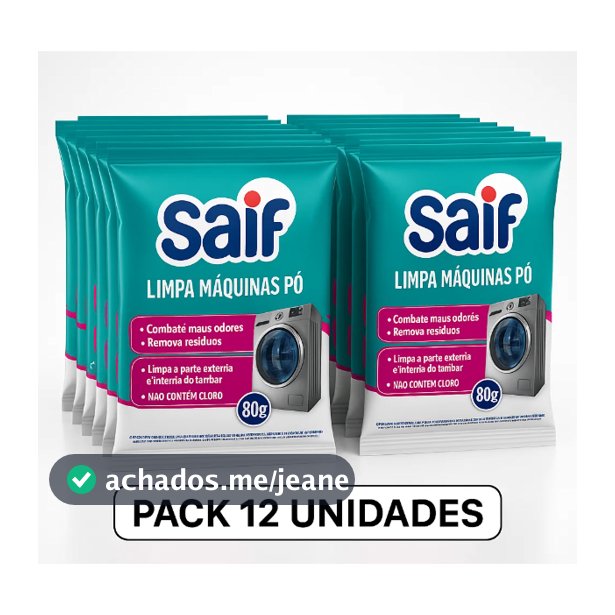Kit Com 12 Limpa Máquinas De Lavar Roupas Saif Em Pó 80g