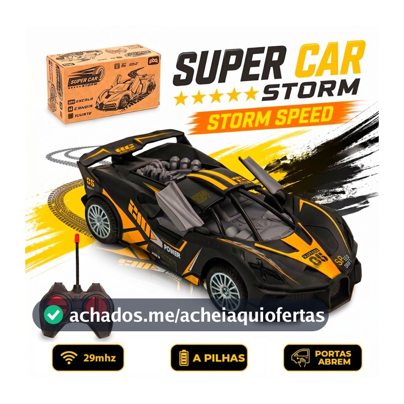 Carrinho Controle Remoto Moderno Speed Portas Abertura Esportivo Brinquedo Infantil Menino