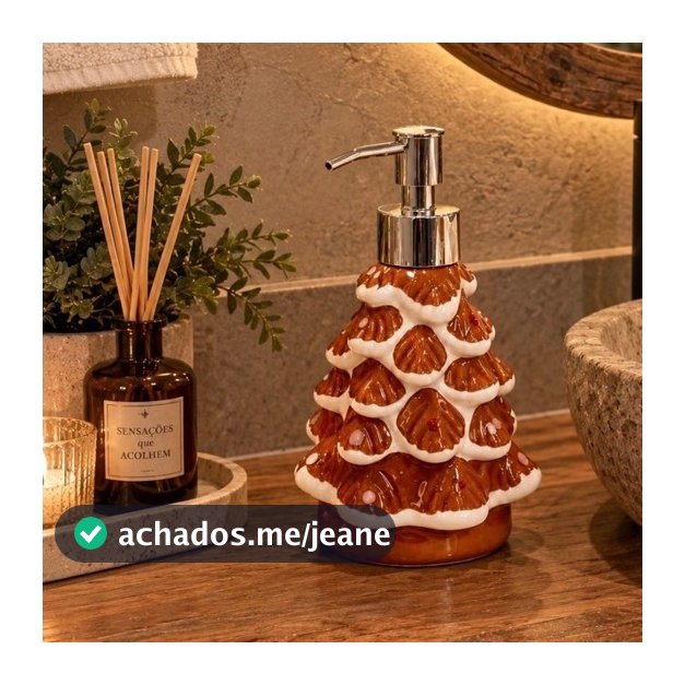 Porta Sabonete Líquido Natalino Árvore de Natal em Porcelana – Dispenser Decorativo
