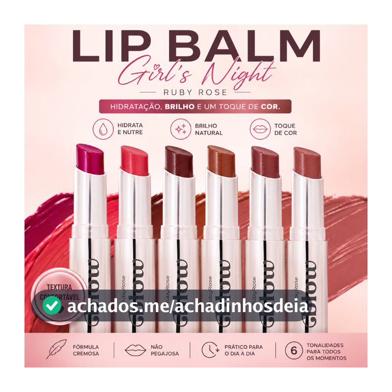 Lip Balm Ruby Rose Hidratante Labial Girl's Night 6 Tonalidades