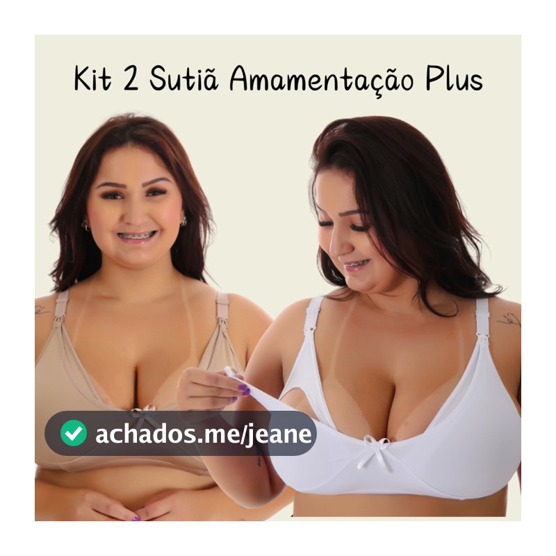 KIT 2 Sutiã de Amamentação Plus Size Básico Liso Maternidade Pós Parto