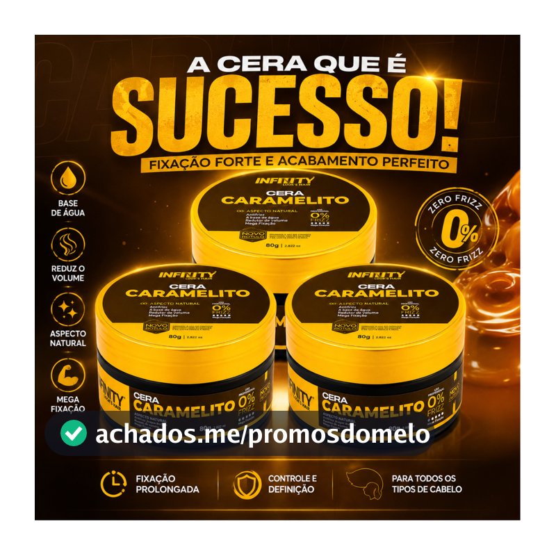 Kit 3x Pomada Cera Modeladora Caramelito 80g Infinity Classe A Modela Alta Fixação Antifrizz Hidrata os Fios