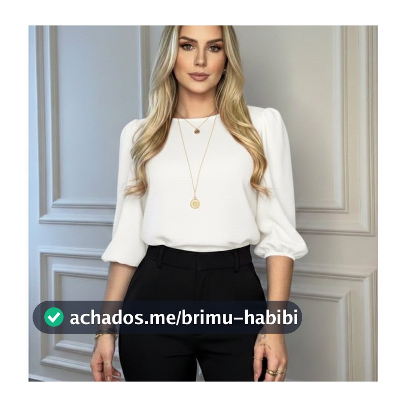 Blusa Feminina Social Alfaiataria Crepe Manga 3/4 Princesa Básica Elegante Tamires