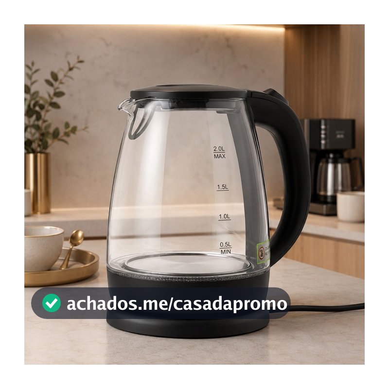 Chaleira Elétrica Jarra 1.8L Café Chá Inox 110v Vidro