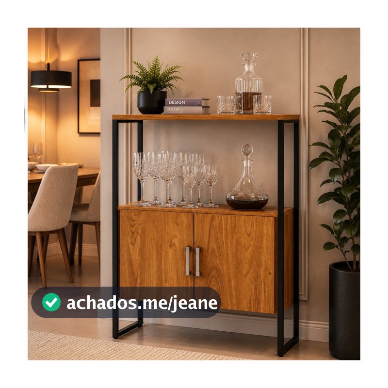 Armário Multiuso Cristal Organizador 2 Portas para Cozinha, Lavanderia, Quarto e Escritório Estilo Industrial