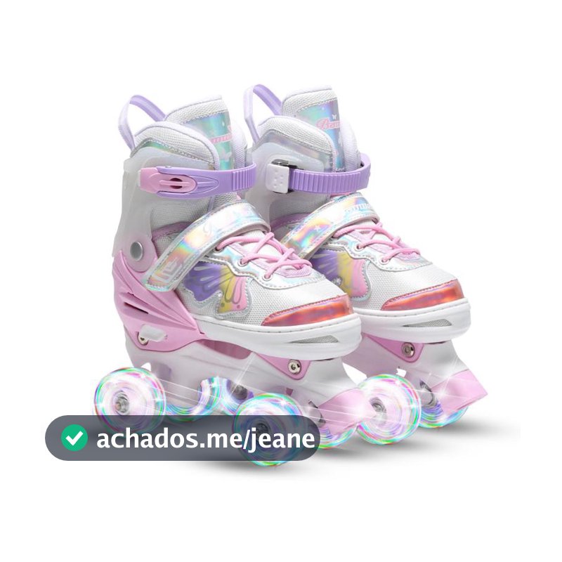 Patins 4 rodas infantil quad, led com ou sem kit protecao, patins ajustavel borboleta rodinha led