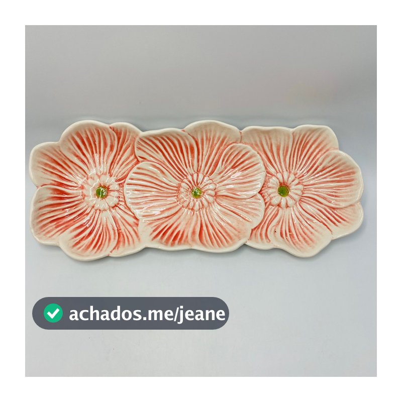 Petisqueira Flor em Cerâmica 31x13cm
