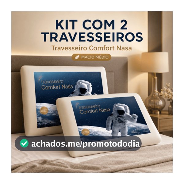 Kit 2 Travesseiros Viscoelástico Master Comfort Nasa Sono 50x70cm Correção de Postura Antialérgico Sono Profundo