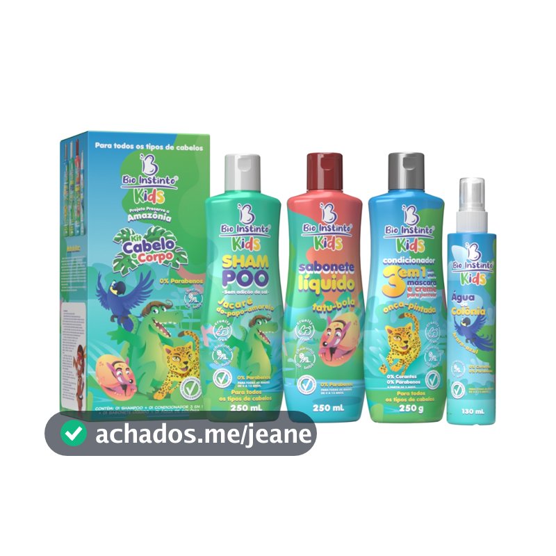 Kit Cabelo e Corpo Kids Bio Instinto 4 Itens