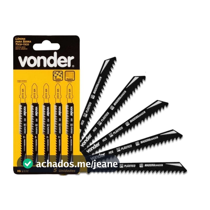 Kit 5 Lâminas Serra Tico Tico Universal Encaixe Tipo T - VD111C - Vonder Madeira E Derivados 5 Peças