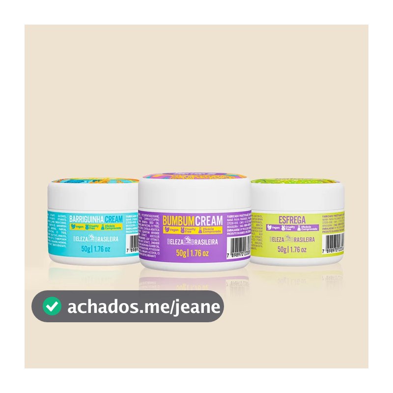 Kit Travel Size Barriguinha Cream 50g + Bumbum Cream 50g + Esfrega Esfoliante 50g