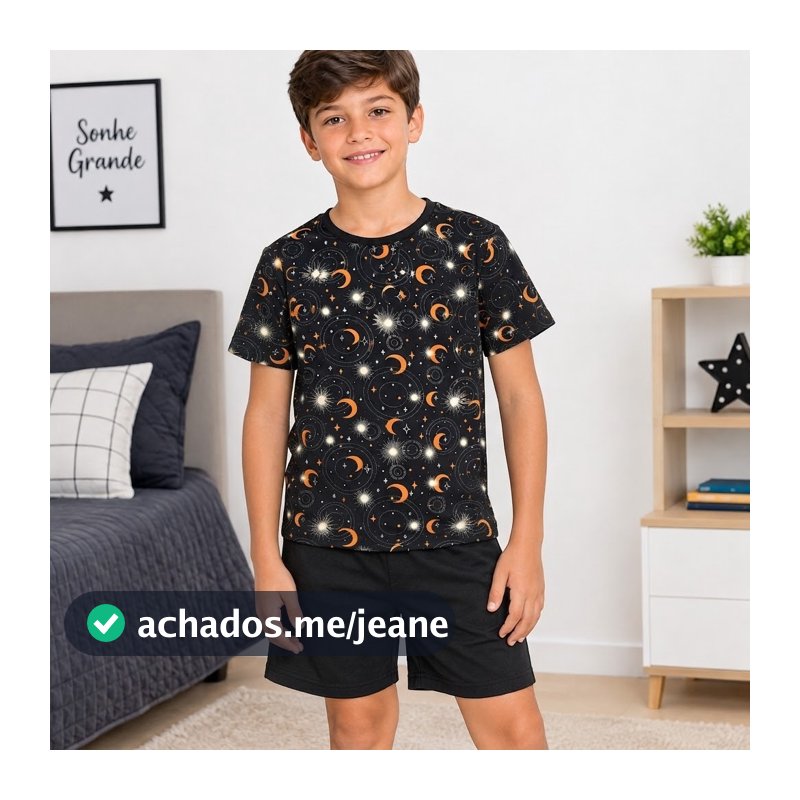 PIJAMA MeninO Infantil -Juvenil /VERÃO  Malha SUEDE super macio   ( Conjunto Bermuda  e Camisa Manga Curta ) ...