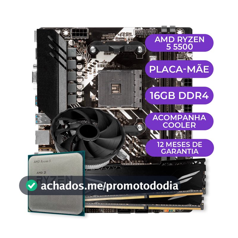 Kit Upgrade Gamer AMD Ryzen 5 5500 + B450M + 16GB DDR4