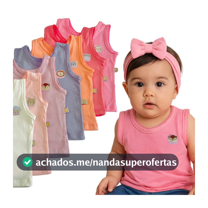 Kit 5 Camisetas Regata para Bebê - 100% ALGODÃO