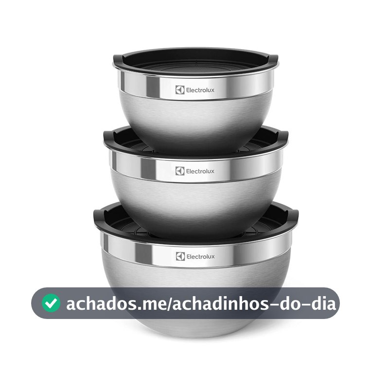 Conjunto Bowls de Inox Electrolux com Tampa Plástica 3 Peças