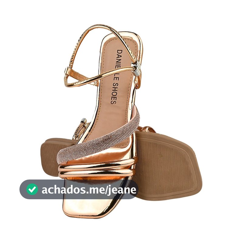 Sandália Feminina Rasteira Com Strass Largo Luxo e Conforto