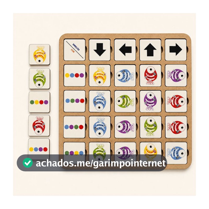 Jogo Educativo Infantil Pedagógico Cores e Direções em MDF dos Peixinhos Brinquedo