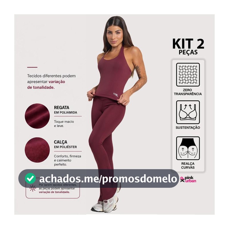 Kit Regata Frente Única Poliamida + Calça Flare Blackout Cintura Alta Conjunto Fitness Feminino Zero Transparência