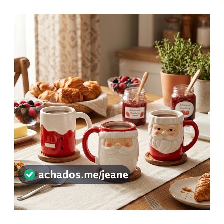 Caneca de Natal Papai Noel 330ml em Dolomita Premium - Coleção Festas