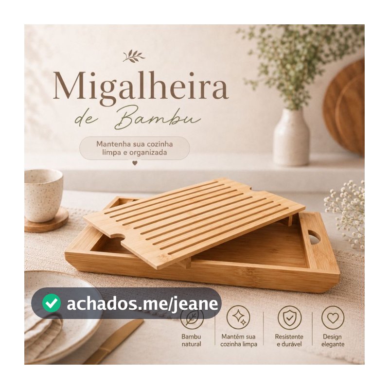Bandeja Migalheira Tabua de Bambu para Pães Multiuso Café da Manhã Tabua de Cortes Porta Talheres