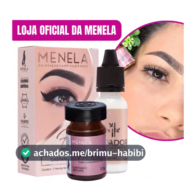 Henna Menela Profissional para Designer de Sobrancelhas Escolha Sua Cor 2,5g - Com Fixador e Nanotecnologia