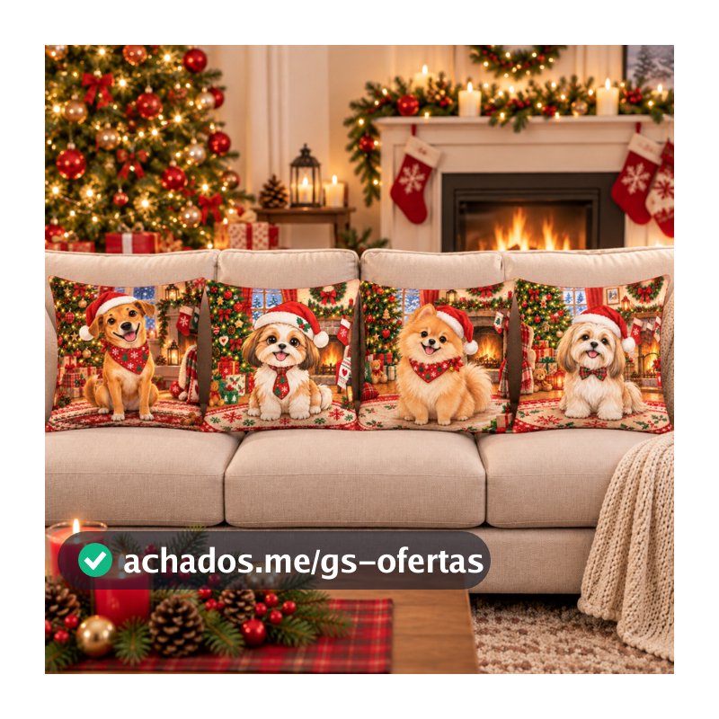 Capa para Almofada Natal 42x42 Dupla Face Decoração Natalina Papai Noel