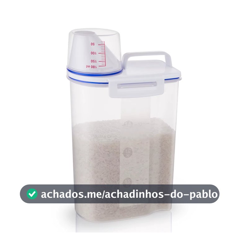 Pote Hermético Multiuso Plástico Tampa Com Medidor 2 Litros