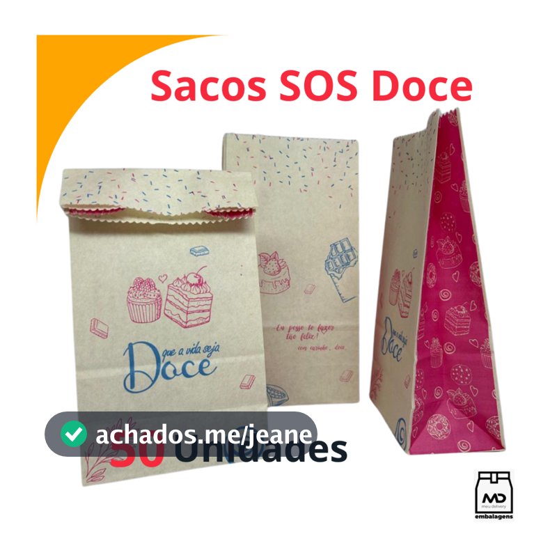 SACO KRAFT SOS TAMANHOS  PP, P E G TEMA DOCE DOCERIA DOCINHOS COOKIES C/ 50 UNIDADES  DIVERSOS TAMANHOS