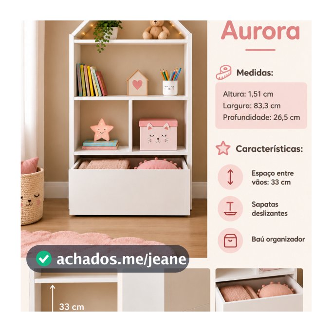 Casinha Organizadora Infantil Aurora Para Quarto