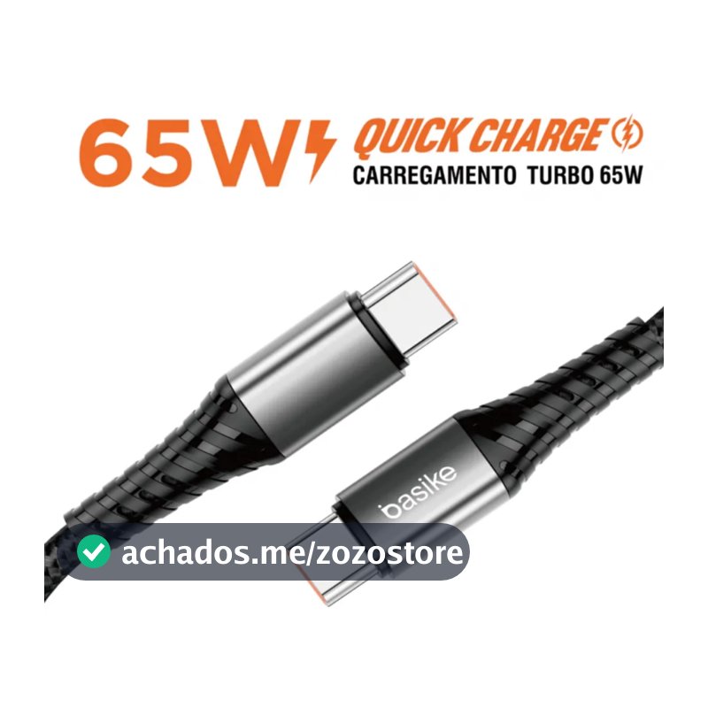 Cabo Carregador Turbo Com Display Digital Usb-c / Usb-c 65w