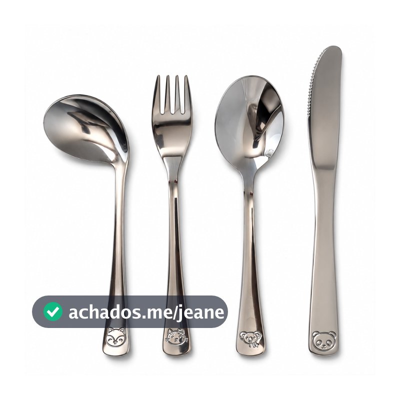 Kit Talheres Infantis em Aço Inox 4 Peças Para Crianças